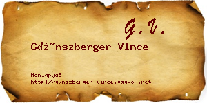 Günszberger Vince névjegykártya